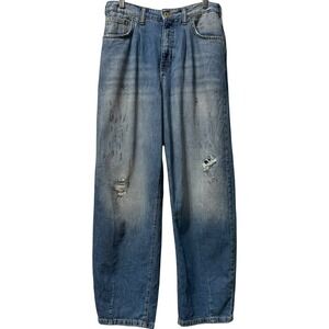 Anthropologie Pilcro Barrel High Waist Distressed Cropped Mom‎ Jeans 27